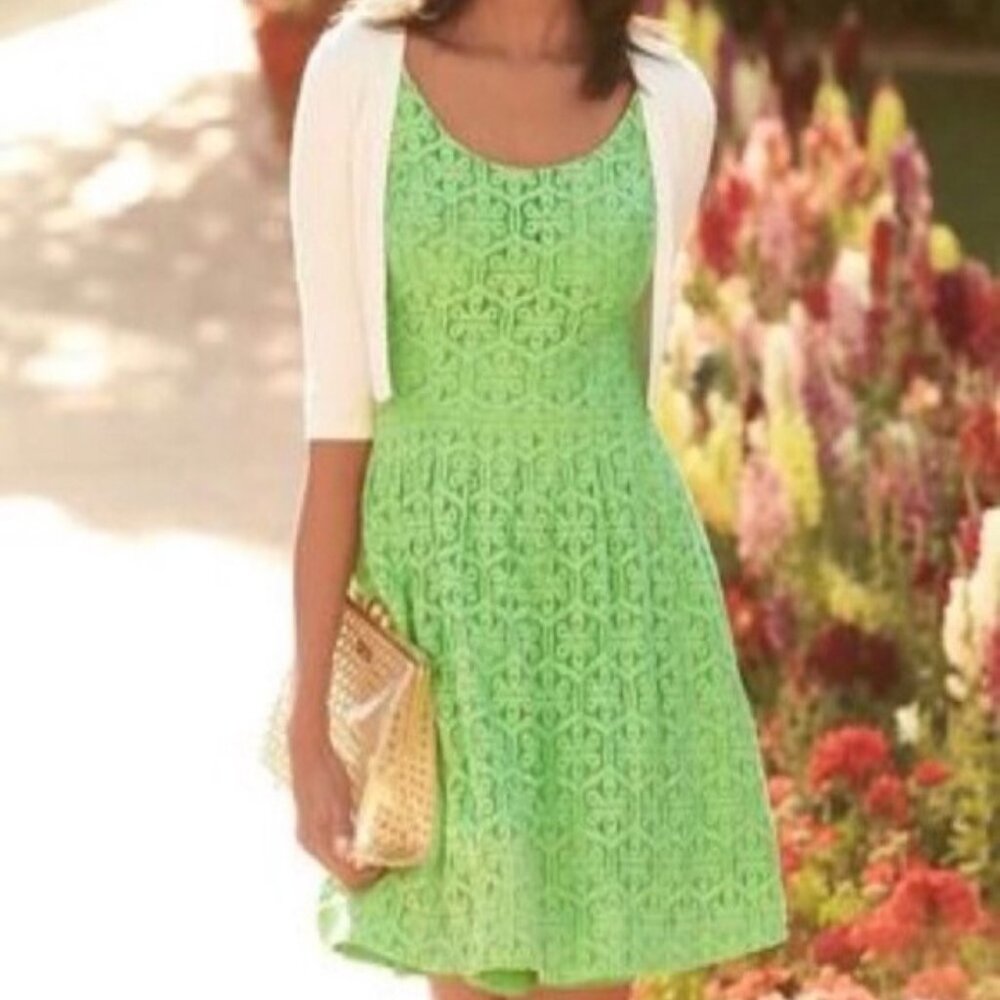 Lilly Pulitzer Lime Green Lace Fit-and-Flare Dress